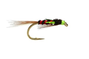 Fario Fly – Olive and Red Holo Diawl Bach - Fin & Game