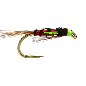Fario Fly – Olive and Red Holo Diawl Bach - Fin & Game