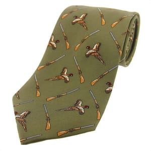 Flying Pheasant and Shotgun Country Silk Tie - Fin & Game
