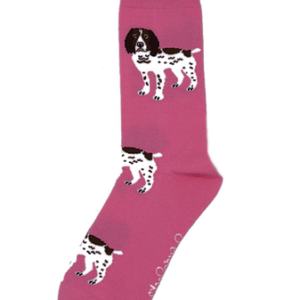Shuttlesocks Pink Brown and White Spaniel Socks