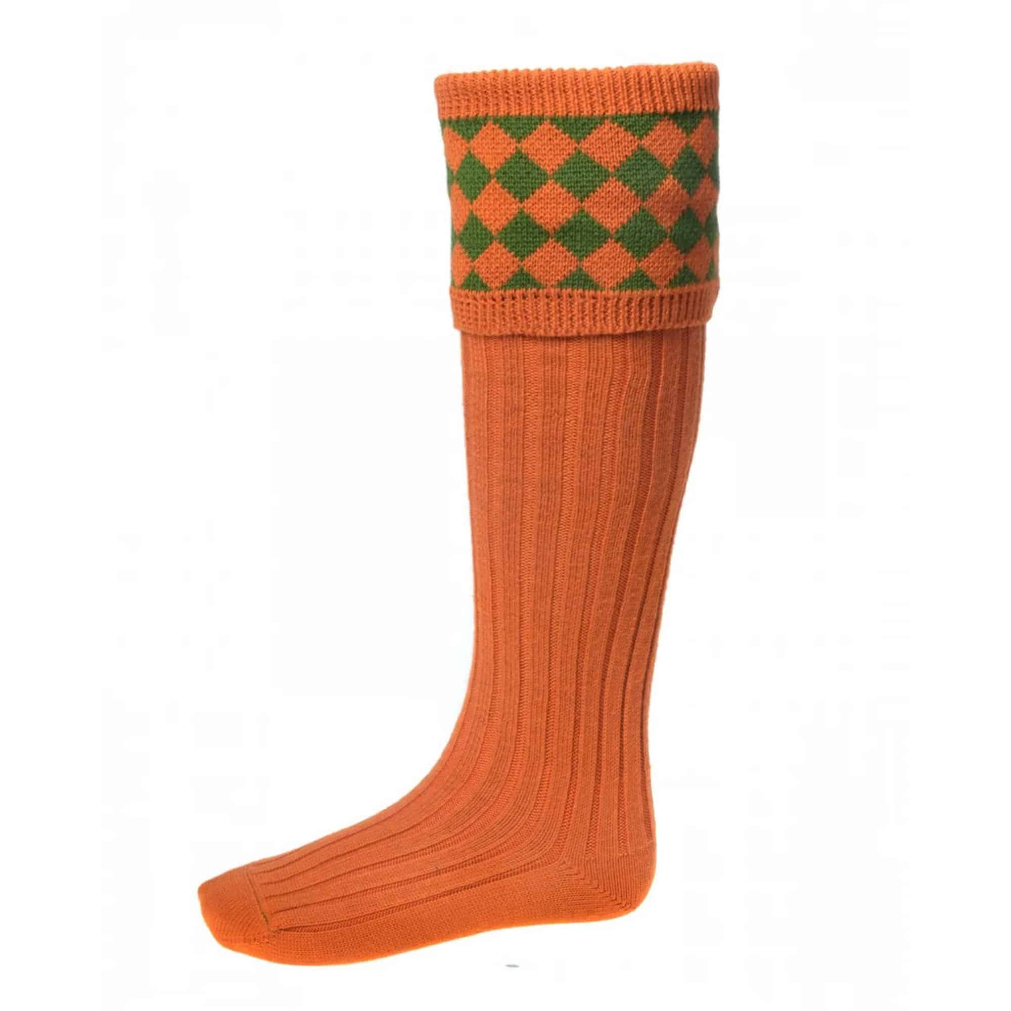 House Of Cheviot Chessboard Shooting Socks with Garters - Fin & Game