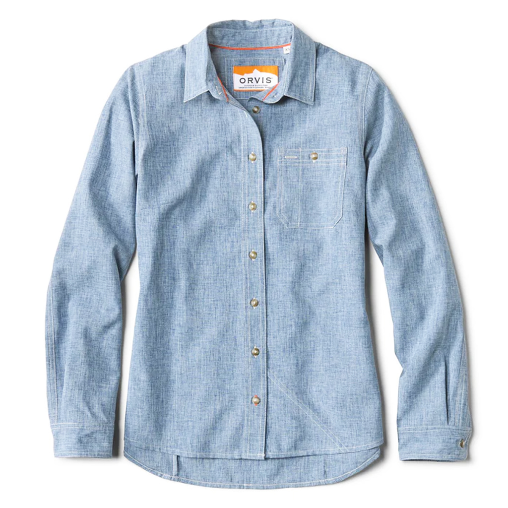 Orvis Women’s Chambray Tech Work Shirt – Chambray Blue - Fin & Game