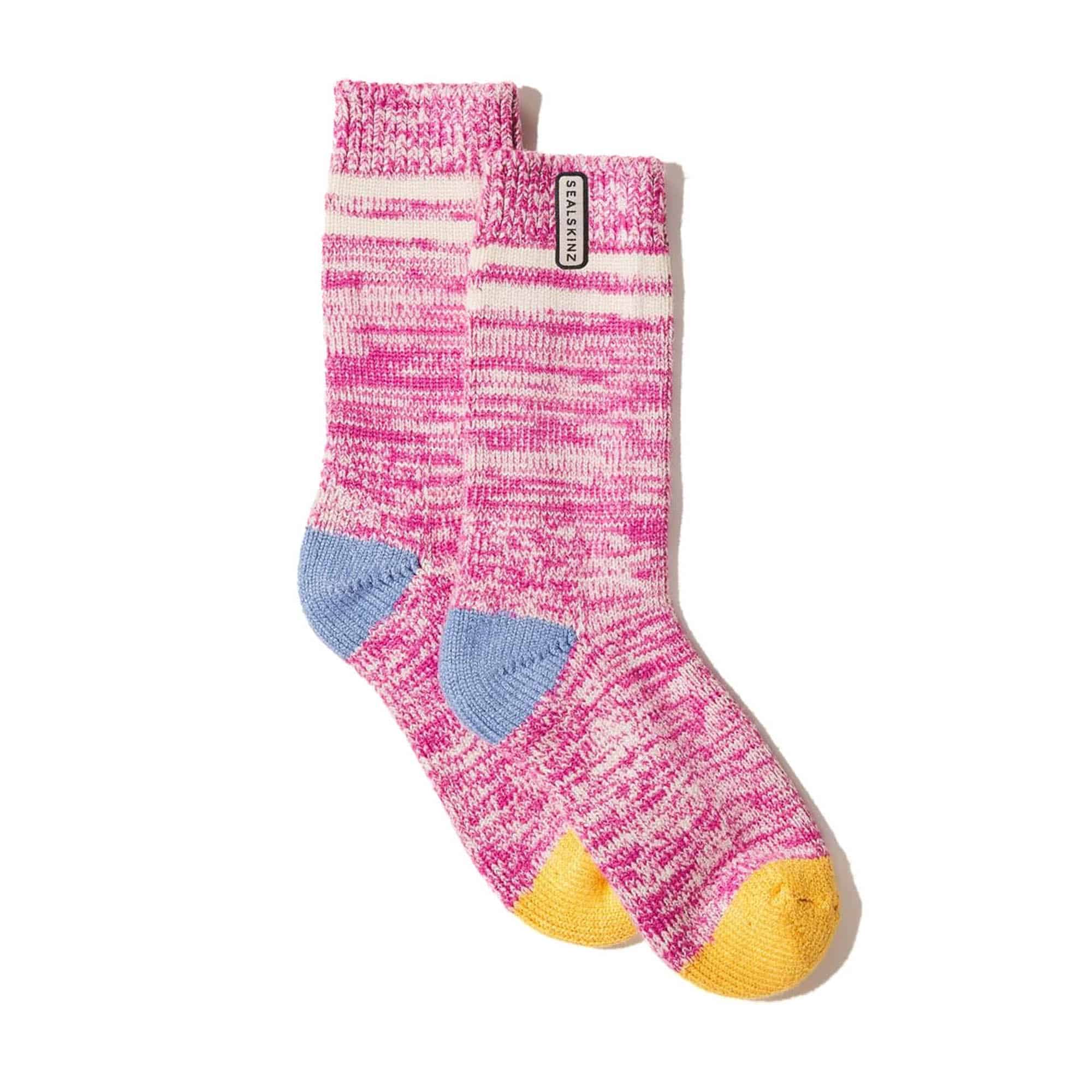 Sealskinz Thwaite Bamboo Mid Length Twisted Sock – Pink, Small - Fin & Game