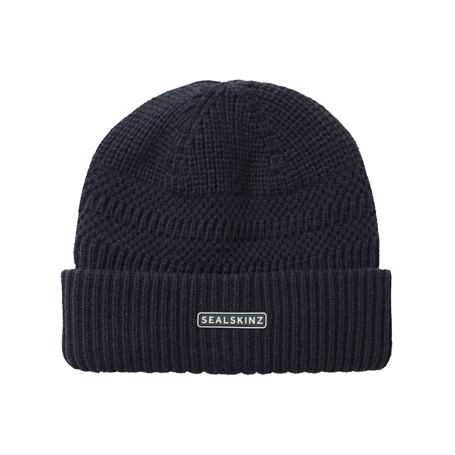 Sealskinz Gressenhall Waterproof Cold Weather Textured Stripe Roll Cuff Beanie – Navy - Fin & Game