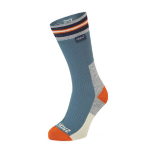 Sealskinz Surlingham Waterproof All Weather Mid Length Stripped Cuff Sock – Blue - Fin & Game