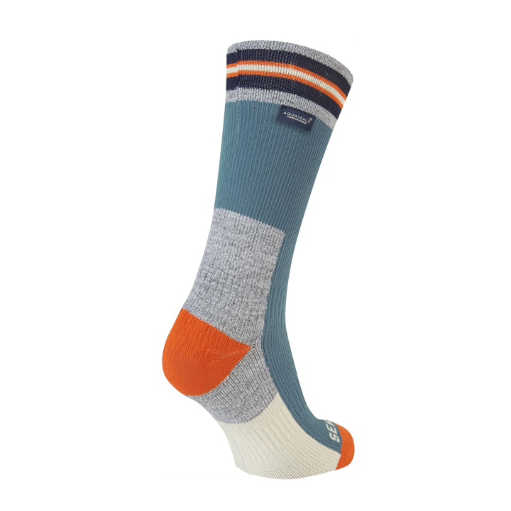 Sealskinz Surlingham Waterproof All Weather Mid Length Stripped Cuff Sock – Blue - Fin & Game