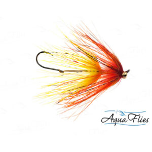 Aqua Flies Stus Ostrich Mini-Intruder Yellow/Orange, 27mm - Fin & Game