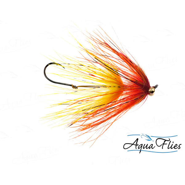 Aqua Flies Stus Ostrich Mini-Intruder Yellow/Orange, 27mm - Fin & Game