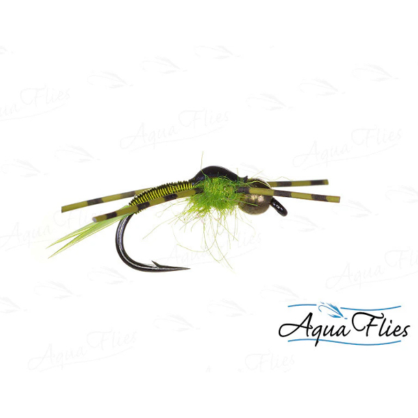 Aqua Flies TDF BH Copper John-Chartreuse Rubberlegs - Fin & Game