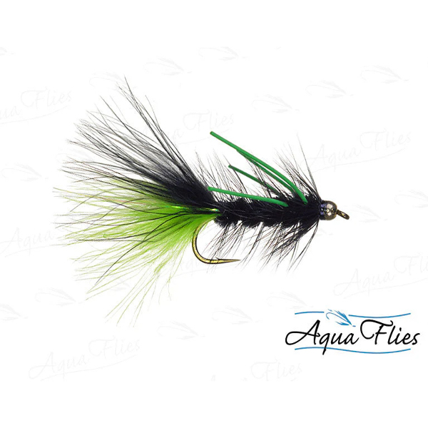 Aqua Flies TDF BH Black and Chartreuse Wooly Bugger - Fin & Game