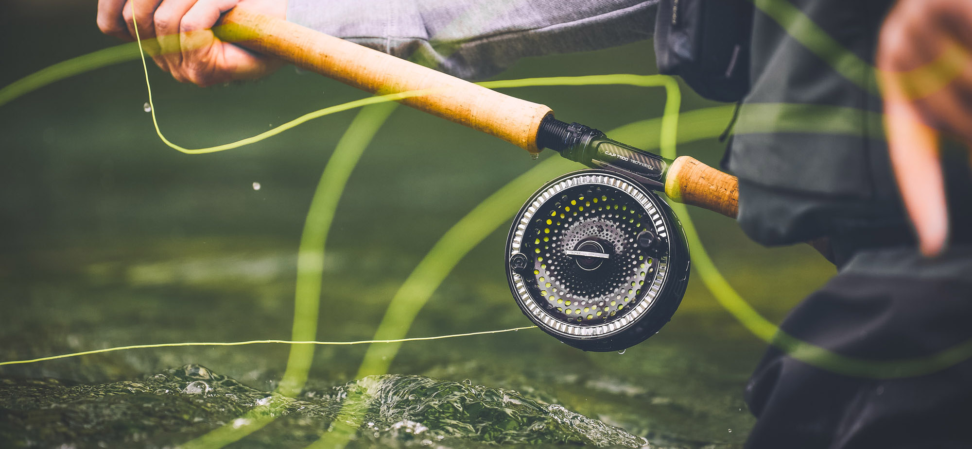 The Guideline Aeon Fly Reel in use on the river.