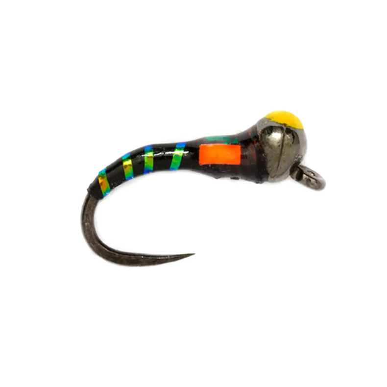 BuzzerBlk Barbless25mm Fulling Mill Bung Buzzer Black Barbless – Yellow Spot - Fin & Game
