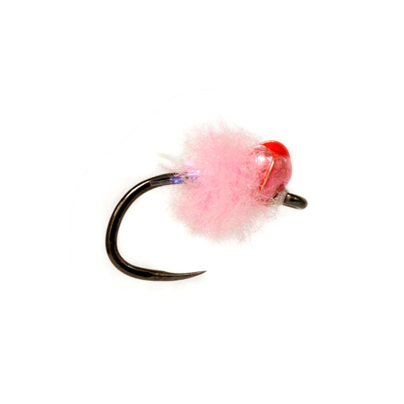 TungstenMiniEgg-B:Pnk Fulling Mill Tungsten Mini Egg Baby Pink Barbless – Red Spot - Fin & Game