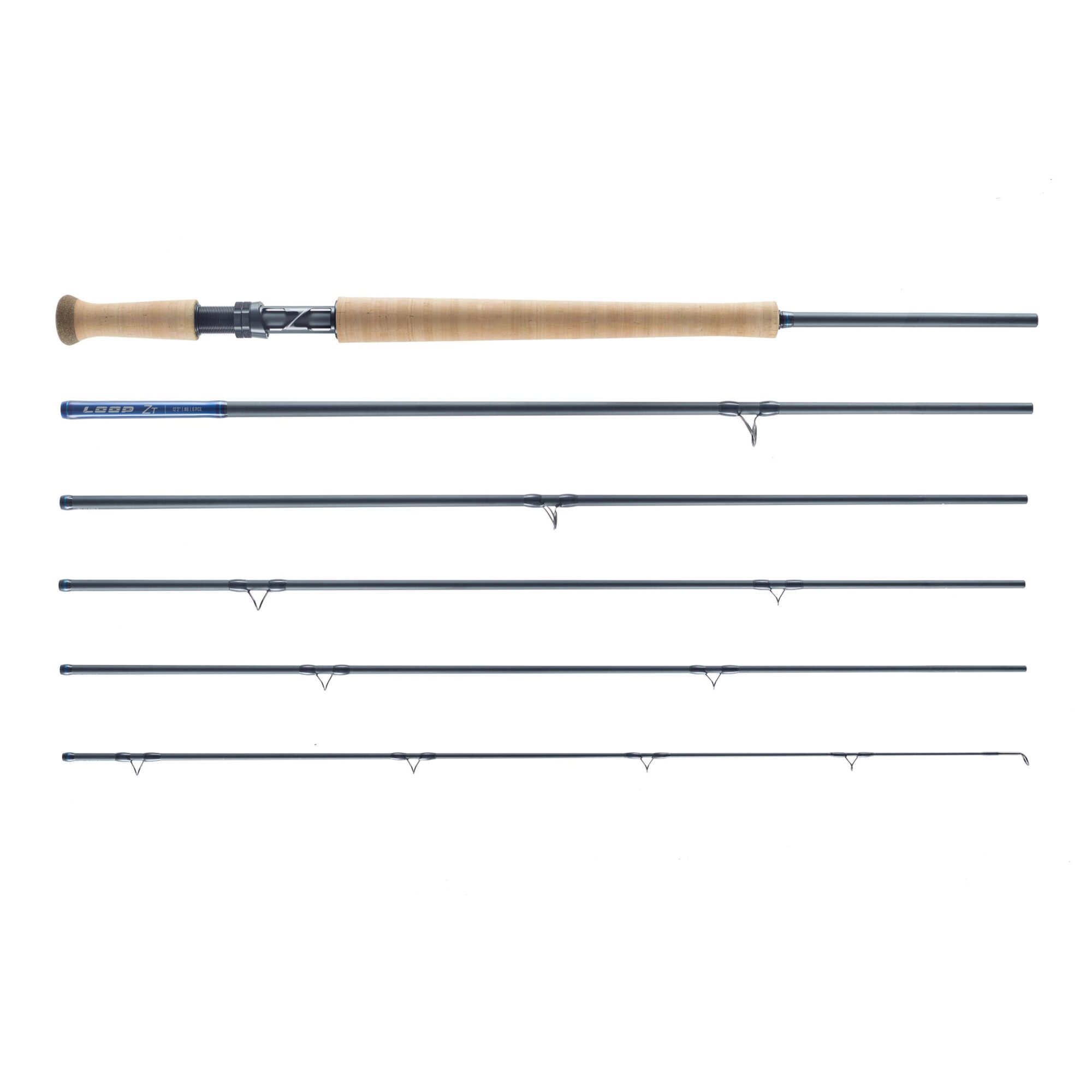 1_Z-Rod_1226_Square-scaled.jpg LOOP ZT Travel Double Hand Fly Rod all section laid flat