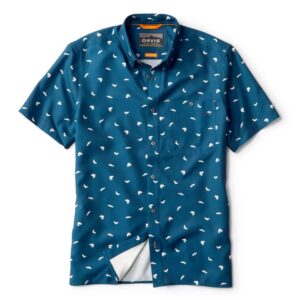 Orvis Men’s Printed Tech Chambray S/S Shirt – Navy/White - Fin & Game
