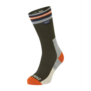 Sealskinz Surlingham Waterproof All Weather Mid Length Stripped Cuff Sock – Olive - Fin & Game