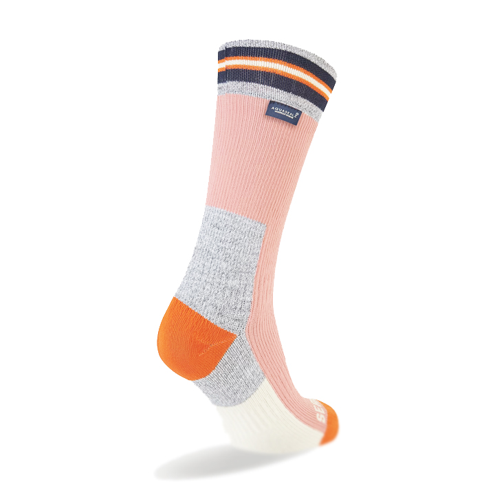 Sealskinz Surlingham Waterproof All Weather Mid Length Stripped Cuff Sock – Pink - Fin & Game