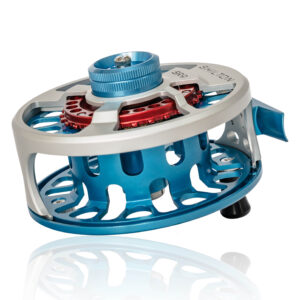 Shilton SR9 Custom Series Fly Reel - Titanium / Turquoise / Red - Image 3