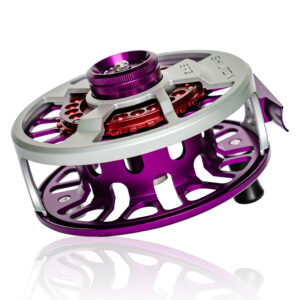 Shilton SR12 Custom Series Fly Reel - Titanium / Purple / Red - Image 3
